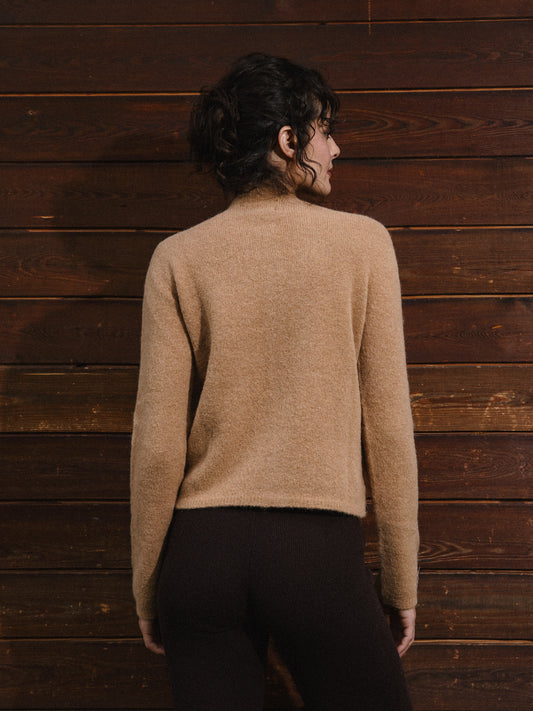 Luna Alpaca Blend Cardigan With Gold Platted Buttons Honey