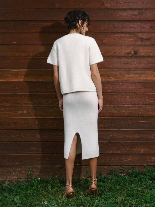 Aura Baby Alpaca Crewneck Tee Ivory