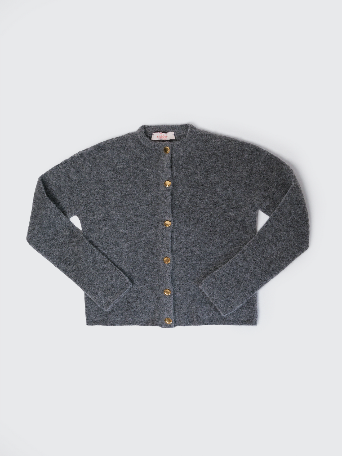 Cardigan in misto alpaca Luna con bottoni placcati oro grigio