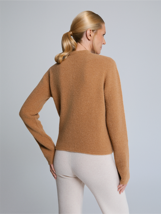 Luna Alpaca Blend Cardigan With Gold Platted Buttons Honey