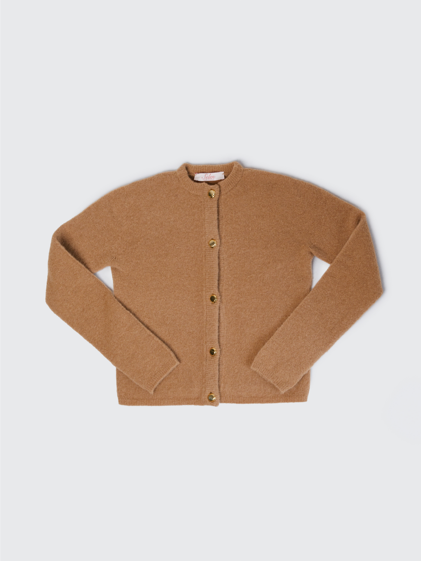 Luna Alpaca Blend Cardigan With Gold Platted Buttons Honey