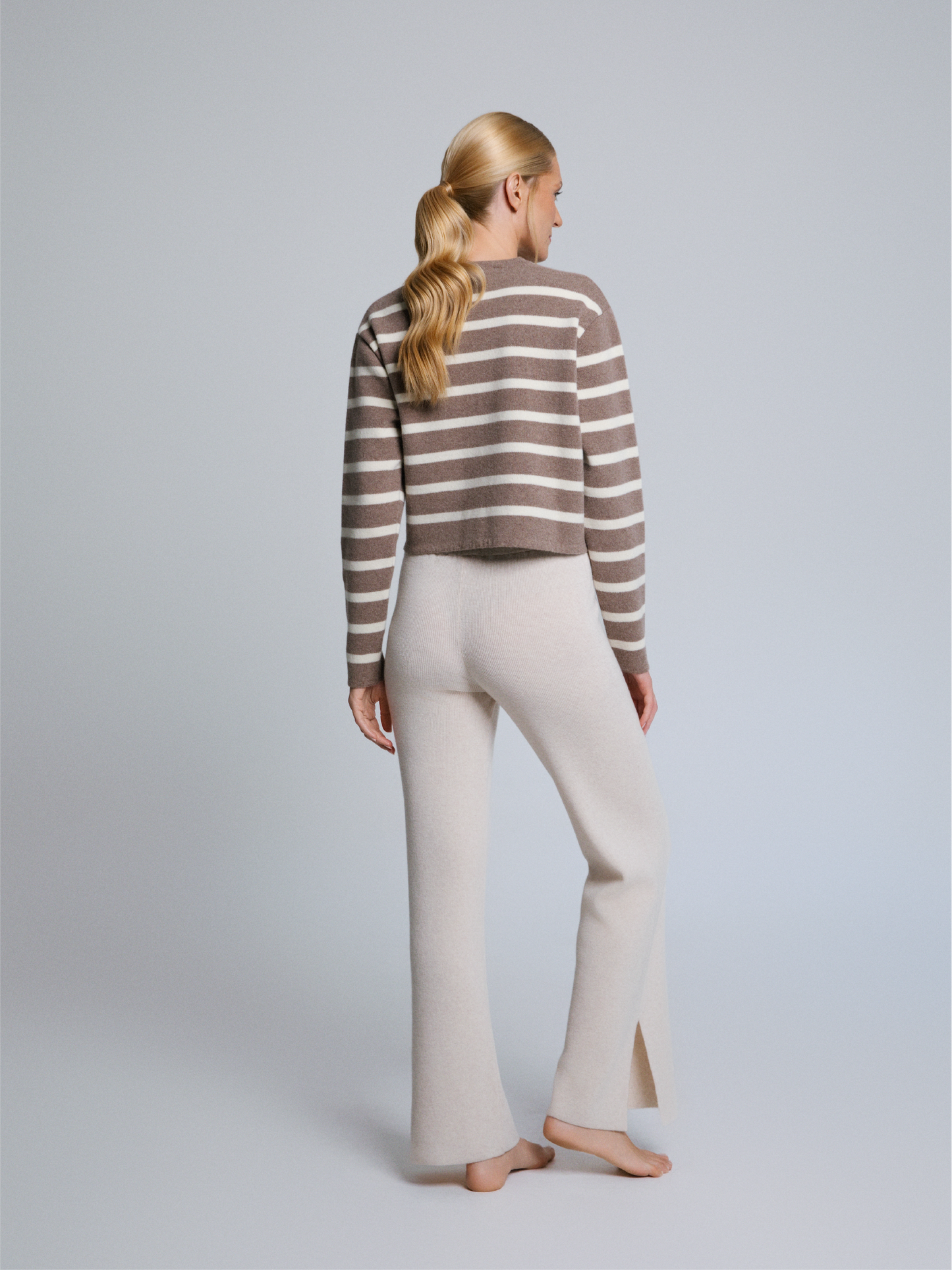 Riviera Cardigan 100% Recycled Extrafine Merino Wool Taupe