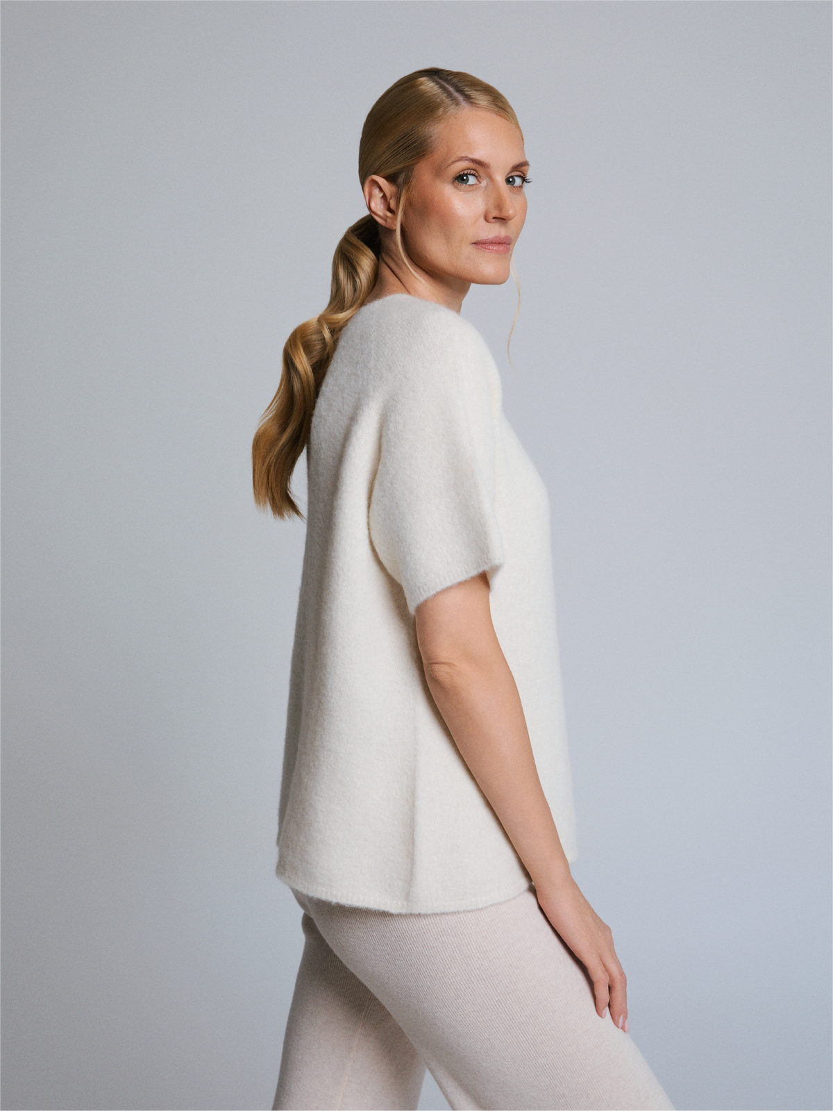 Aura Baby Alpaca Crewneck Tee Ivory