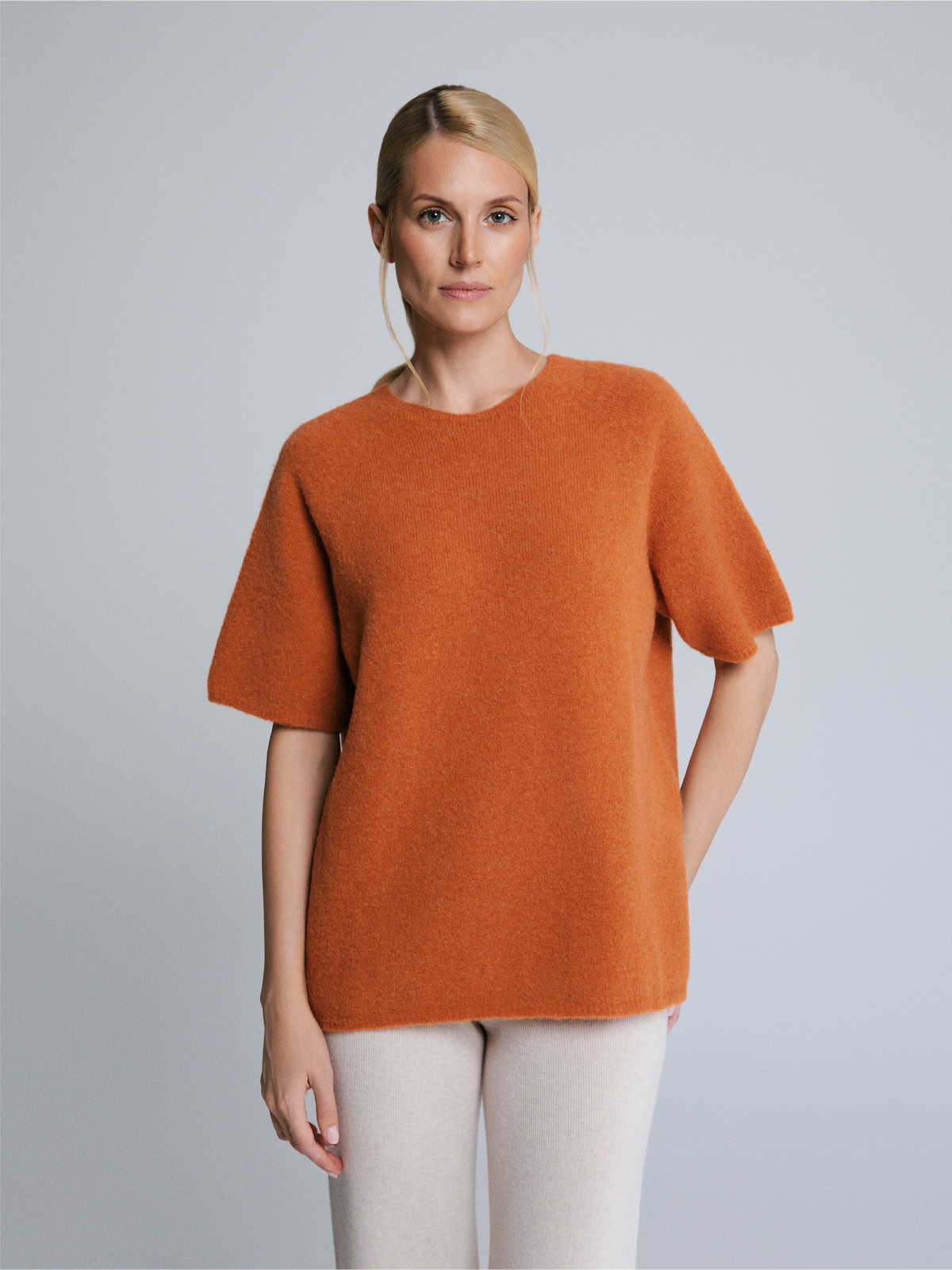 Maglietta girocollo Aura Baby Alpaca Terracotta