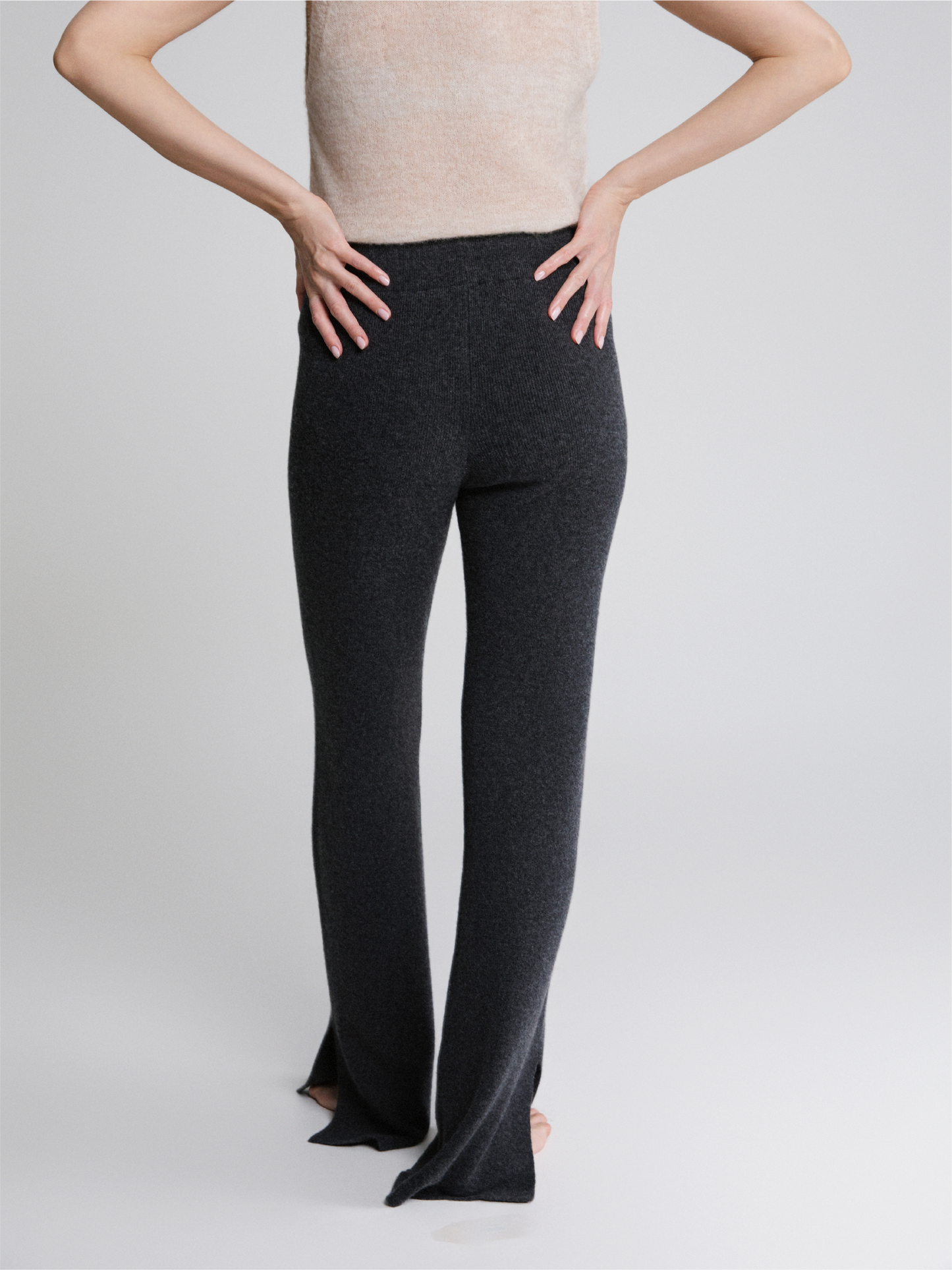 Selen Charcoal Grey Knit Pants Standard Length