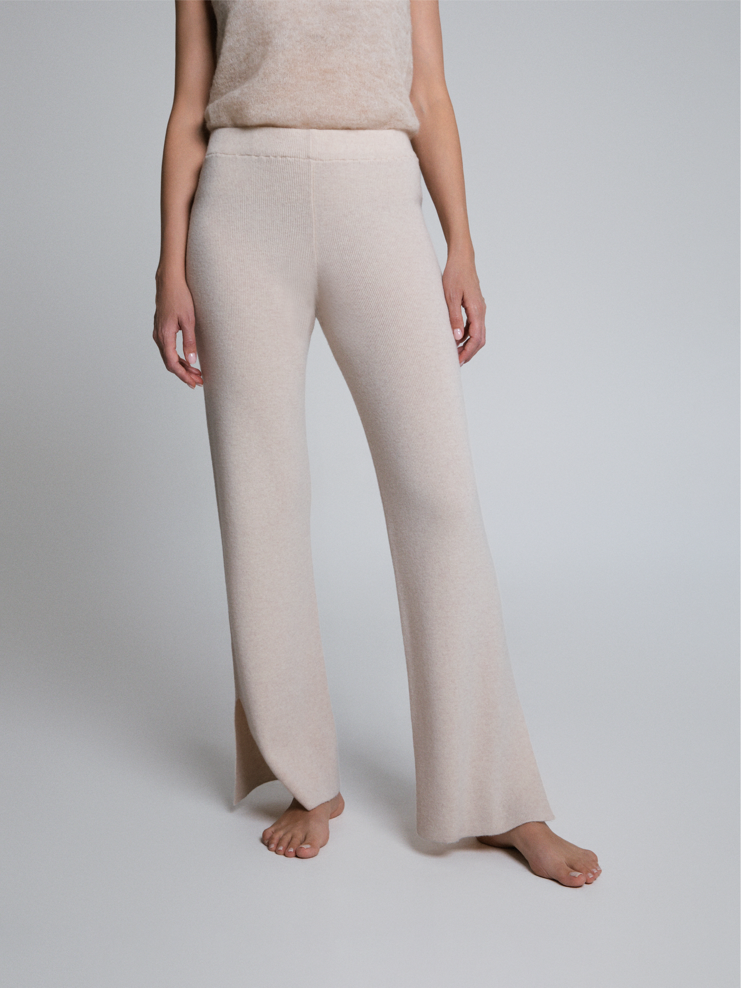 Selen Soft Oat Knit Pants Long Fit