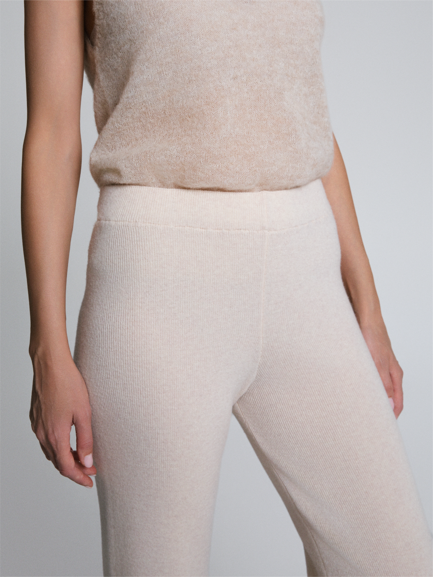 Selen Soft Oat Knit Pants Long Fit