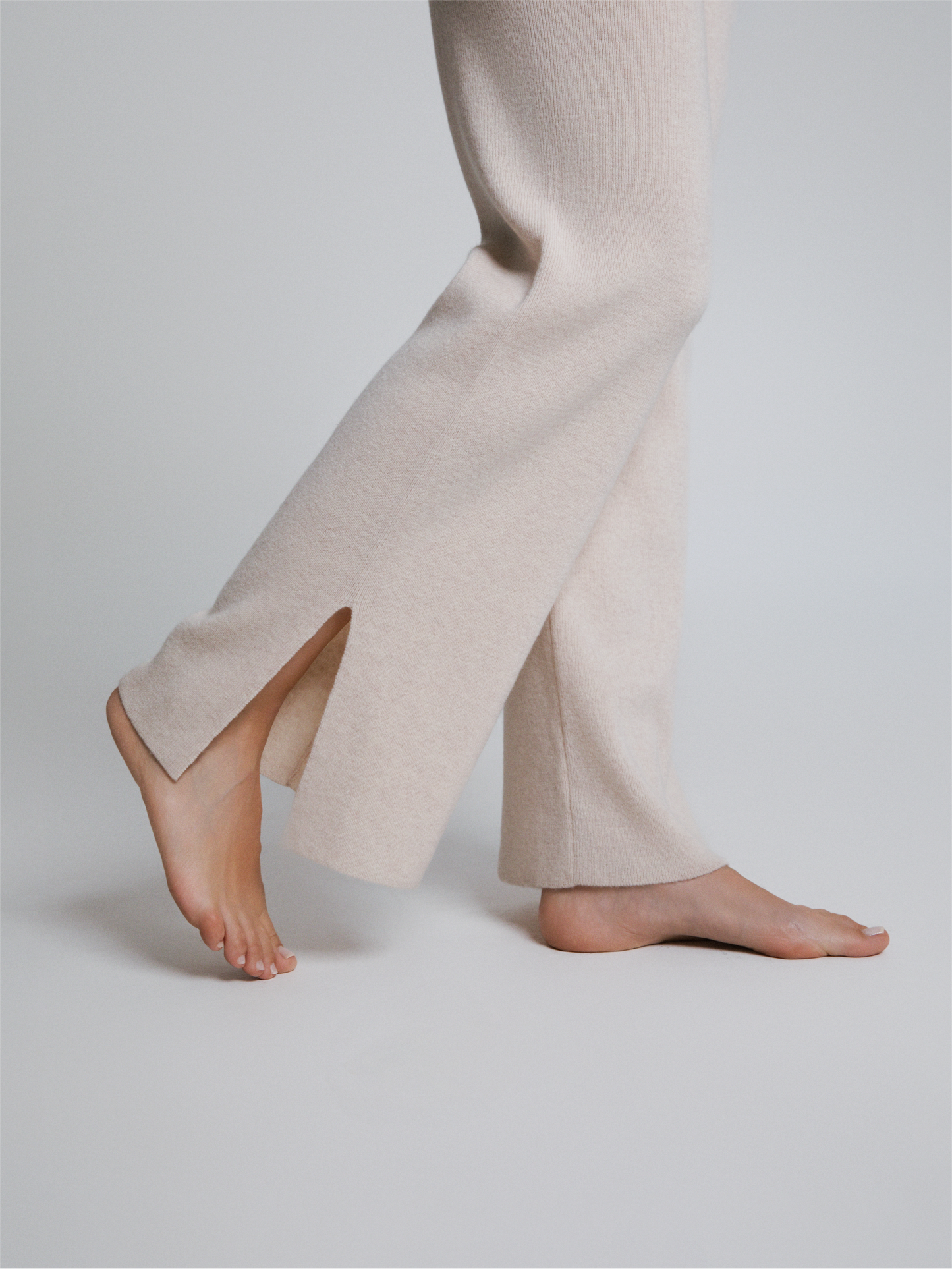 Selen Soft Oat Knit Pants Long Fit
