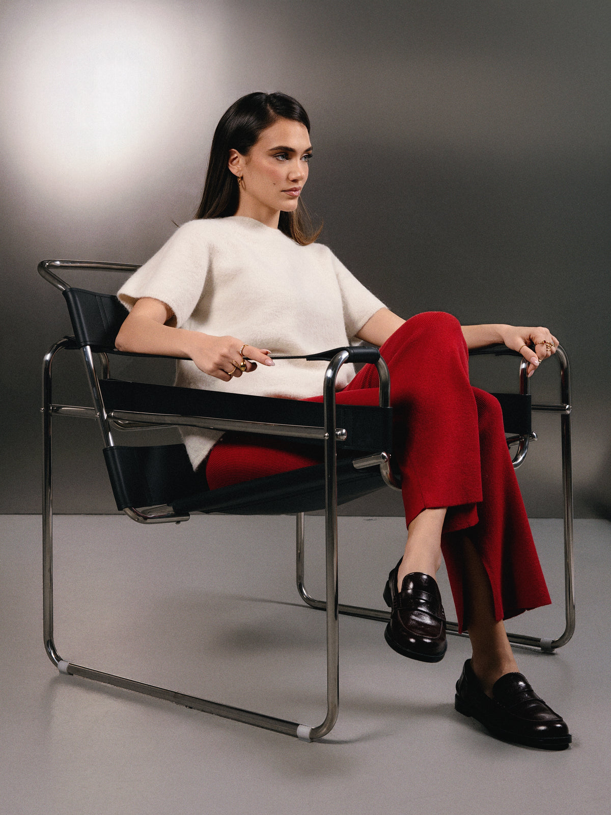 Selen Deep Red Knit Pants Standard Length