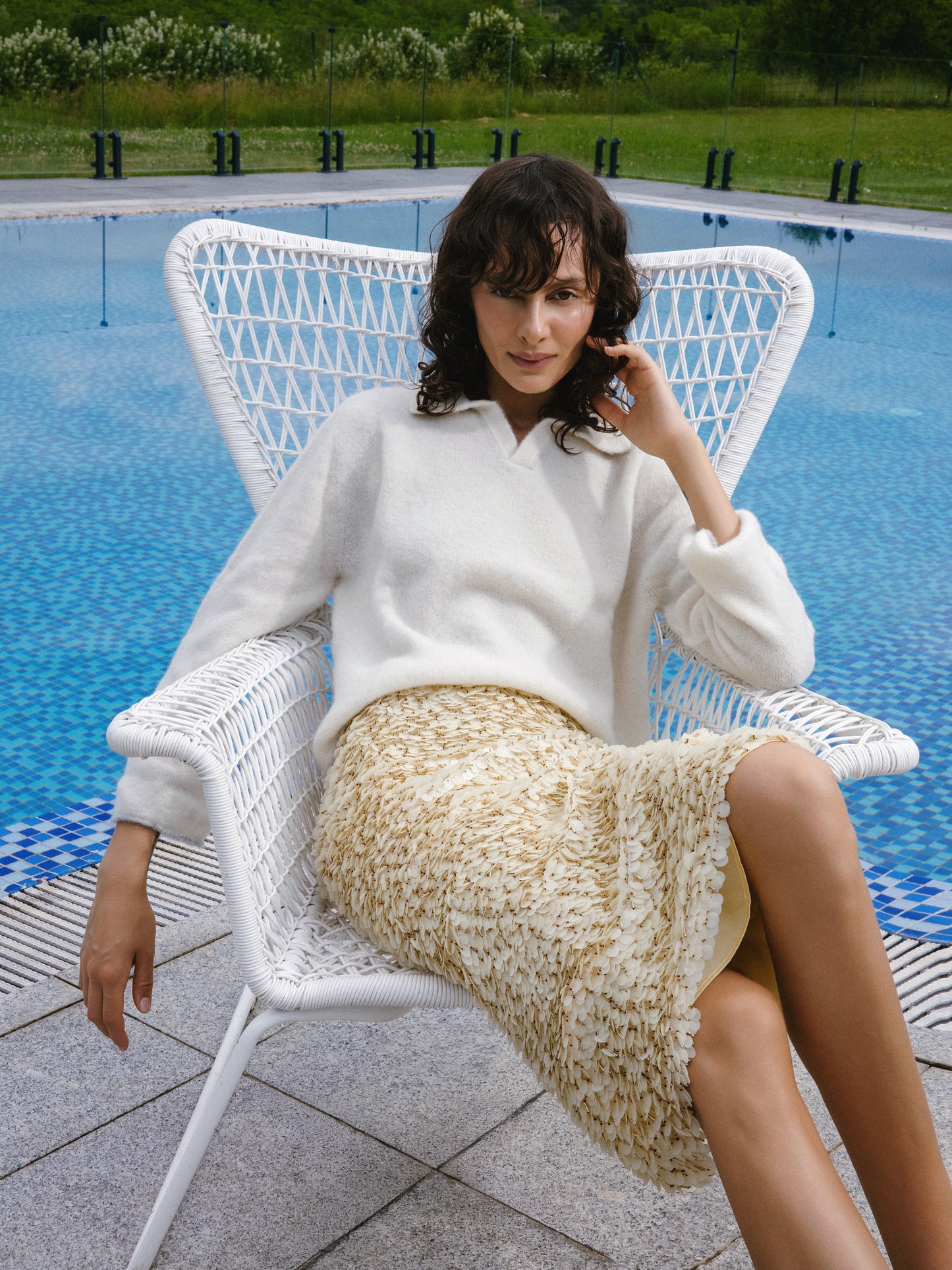 VENEZIA SEQUIN SKIRT OFF WHITE