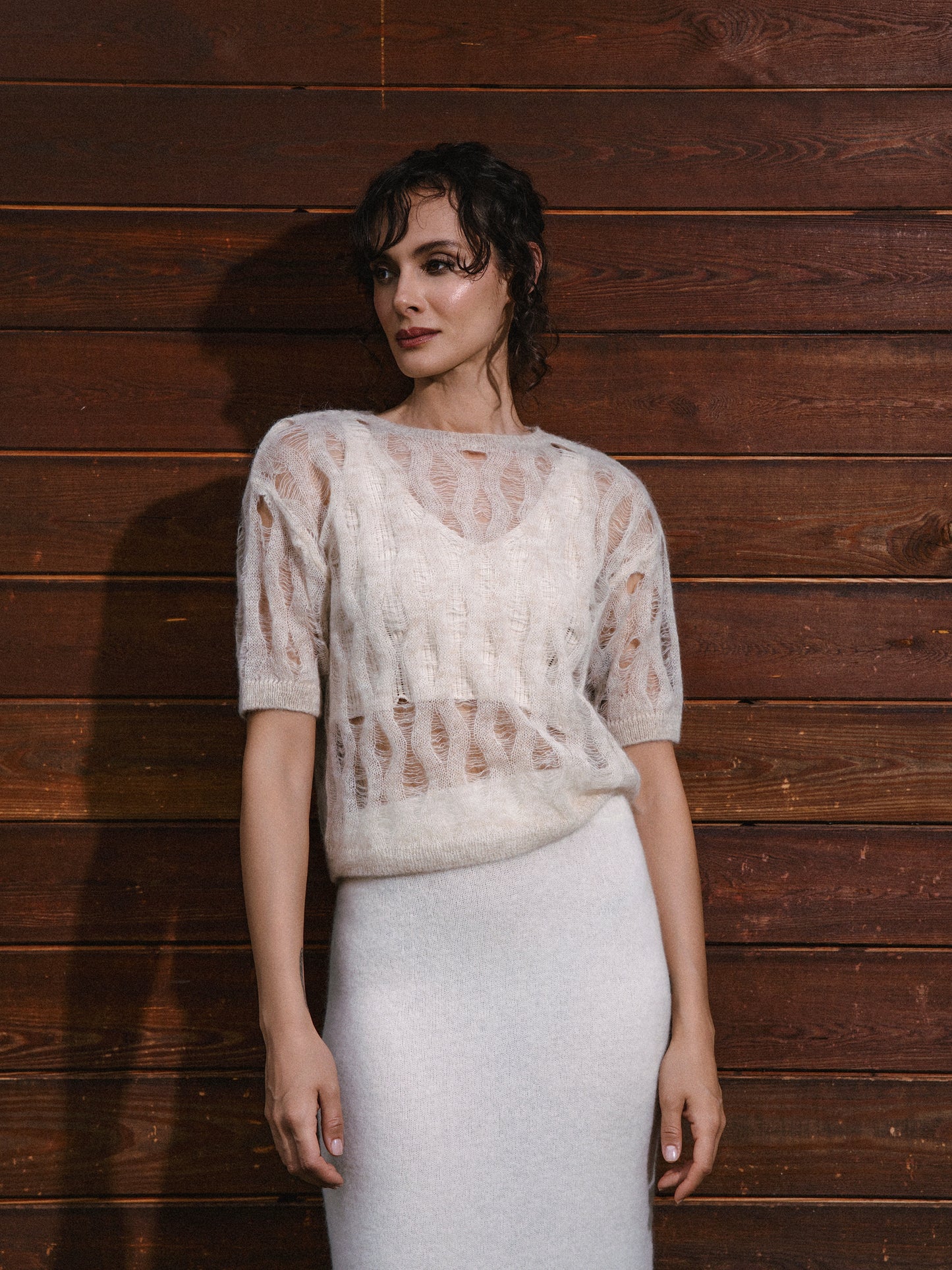 Jersey Luce de Baby Alpaca Cuello Redondo Crema