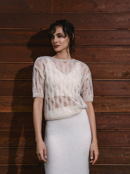 Jersey Luce de Baby Alpaca Cuello Redondo Crema