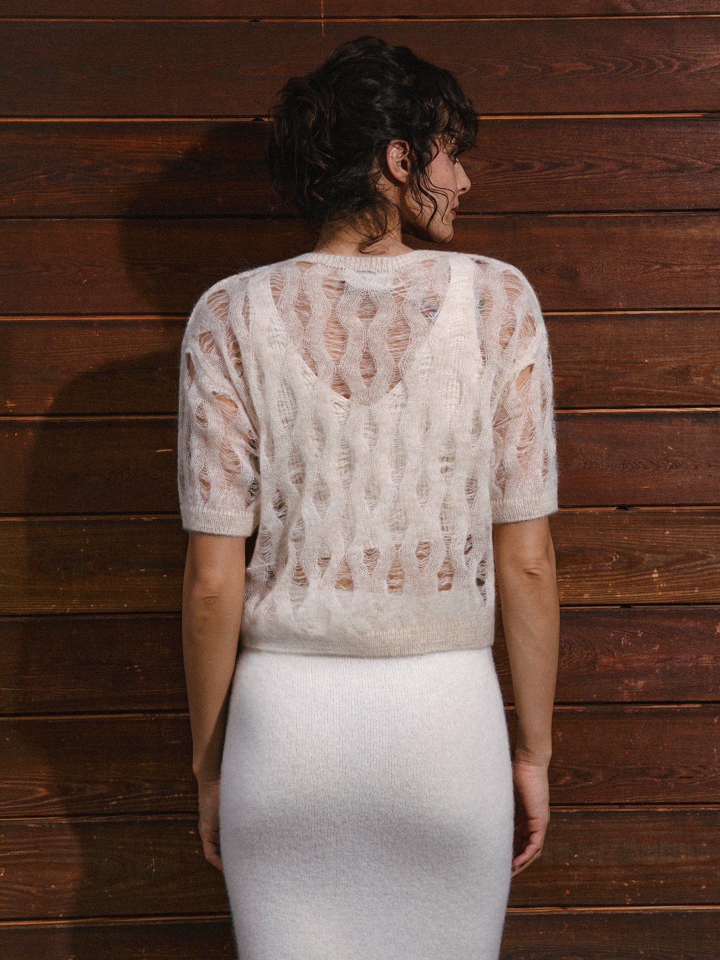 Jersey Luce de Baby Alpaca Cuello Redondo Crema