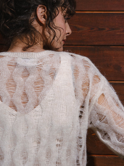 Jersey Luce de Baby Alpaca Cuello Redondo Crema