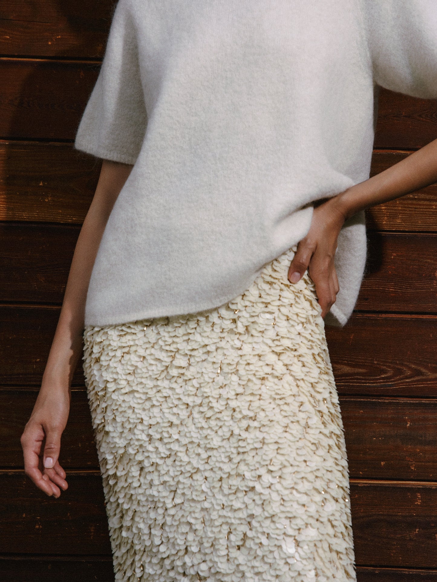 VENEZIA SEQUIN SKIRT OFF WHITE