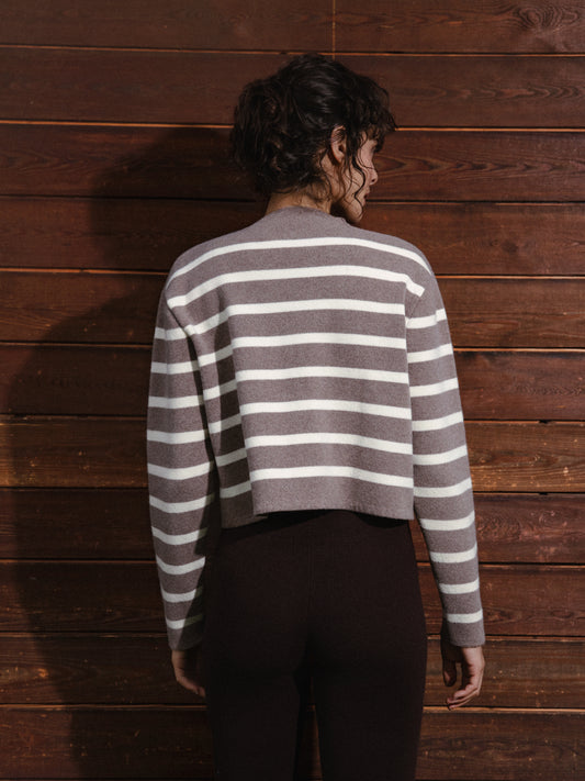 Riviera Cardigan 100% Recycled Extrafine Merino Wool Taupe
