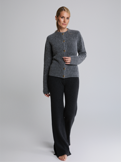 Cardigan in misto alpaca Luna con bottoni placcati oro grigio