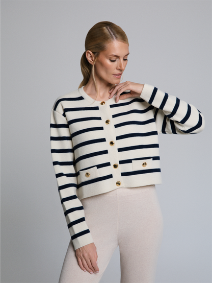 Riviera Cardigan 100% Recycled Extrafine Merino Wool Ivory