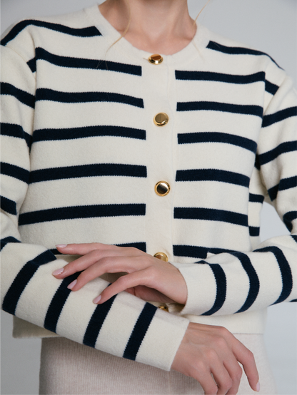 Riviera Cardigan 100% Recycled Extrafine Merino Wool Ivory
