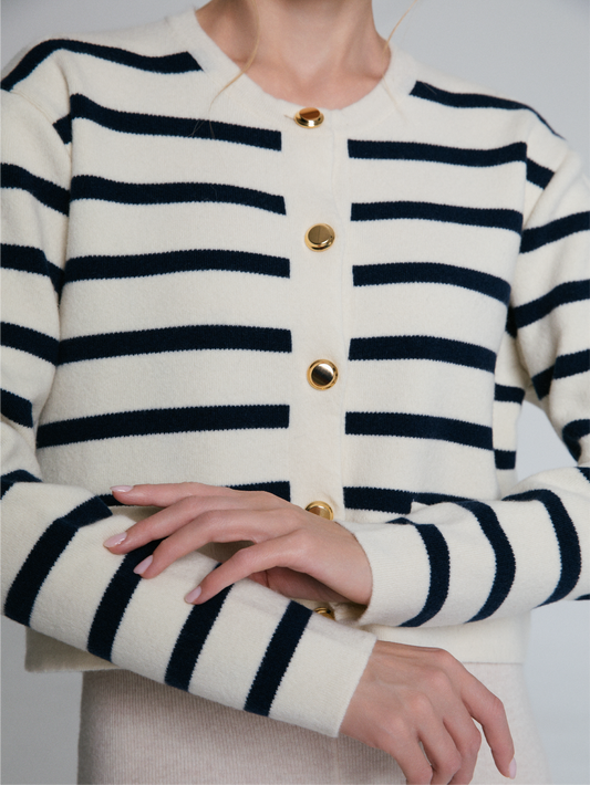 Riviera Cardigan 100% Recycled Extrafine Merino Wool Ivory