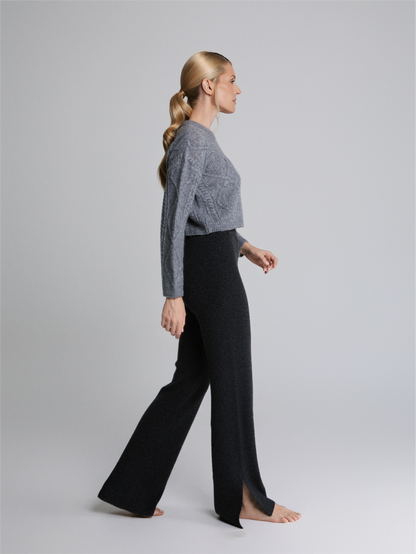 Selen Soft Grey Cable Knit Crewneck