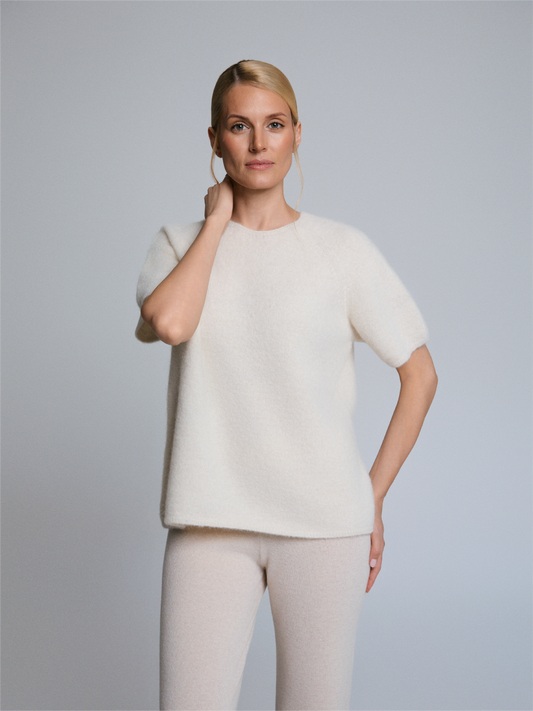 Aura Baby Alpaca Crewneck Tee Ivory