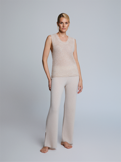 Selen Soft Oat Knit Pants Long Fit