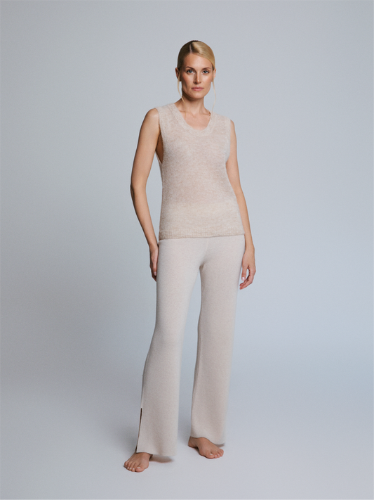 Selen Soft Oat Knit Pants Long Fit