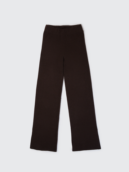 Pantaloni lunghi in maglia color cioccolato intenso Selen