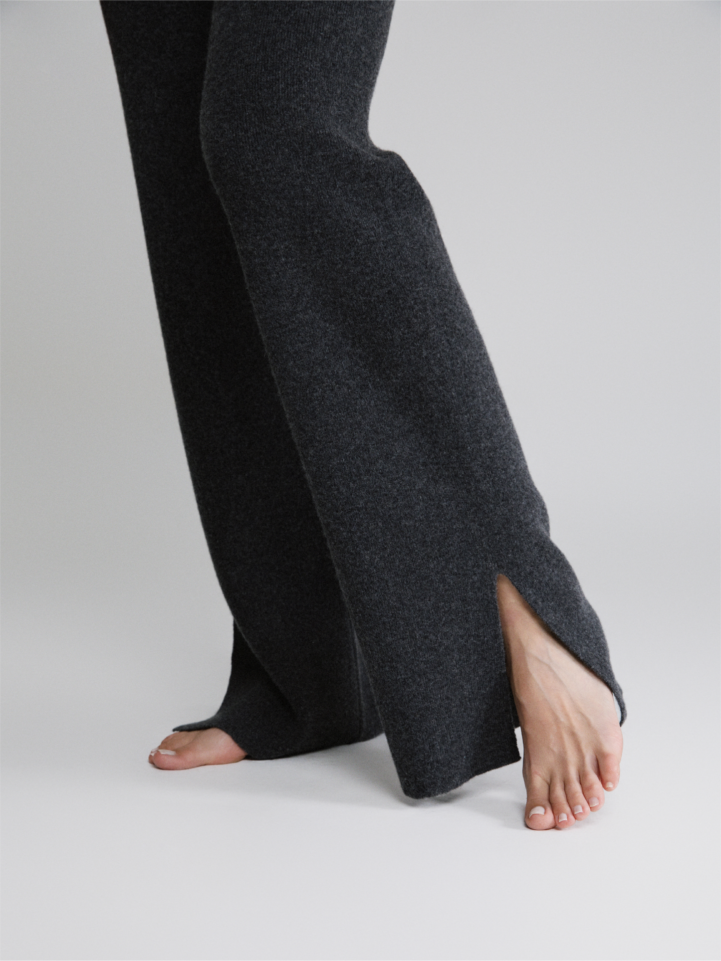 Selen Charcoal Grey Knit Pants Long Fit