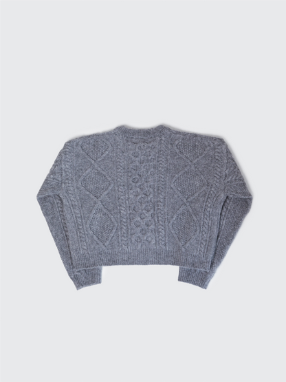 Selen Soft Grey Cable Knit Crewneck