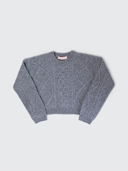 Selen Soft Grey Cable Knit Crewneck