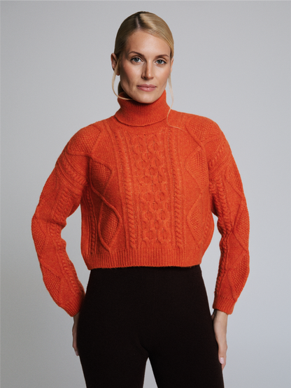 Maglione Dolce Vita in maglia a trecce rosso fiamma Selen
