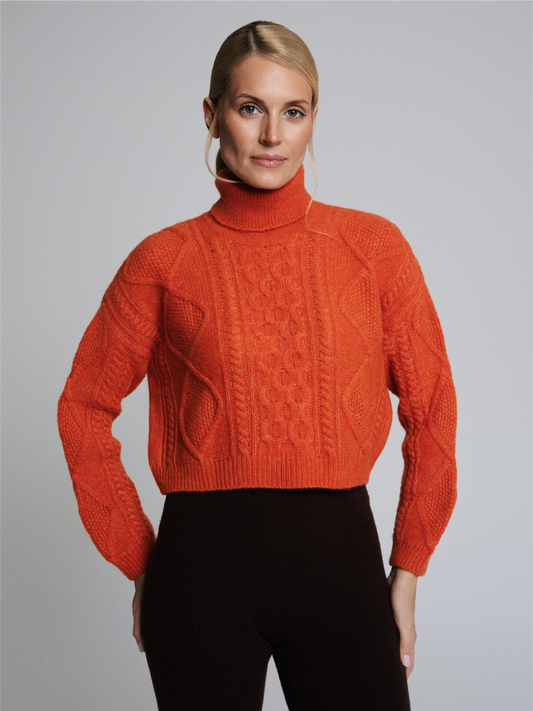 Selen Flame Red Cable Knit Dolce Vita Sweater