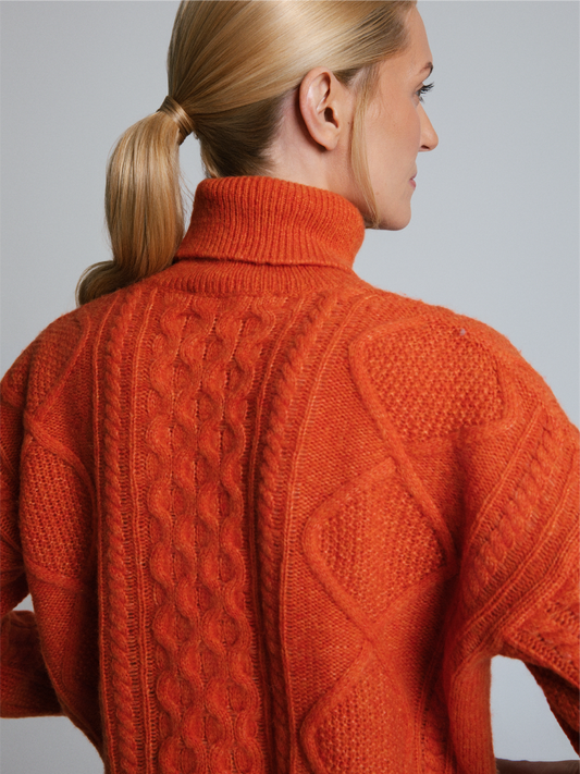 Selen Flame Red Cable Knit Dolce Vita Sweater