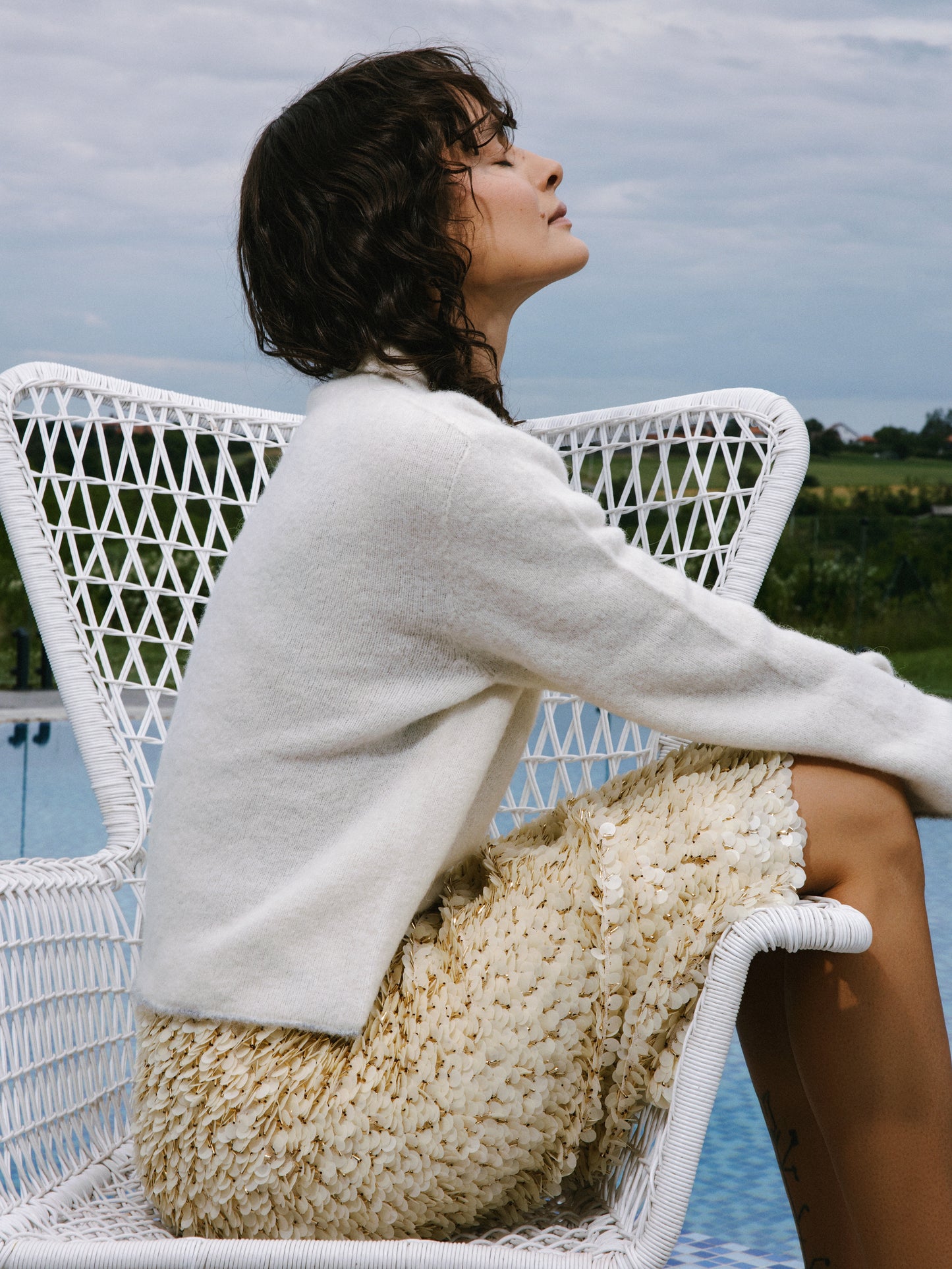 VENEZIA SEQUIN SKIRT OFF WHITE