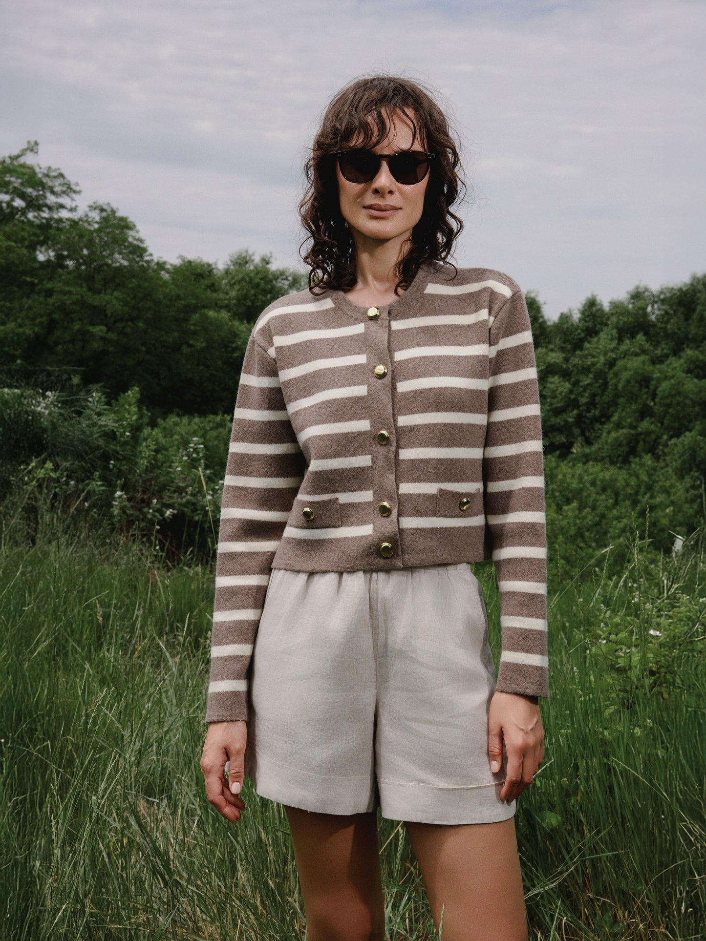 Riviera Cardigan 100% Recycled Extrafine Merino Wool Taupe