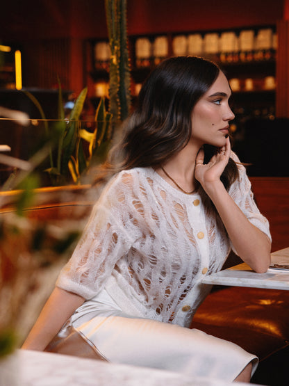 Aria Baby Alpaca Cardigan Milk White