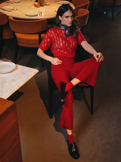 Luce Pull col rond en alpaga bébé Rouge foncé