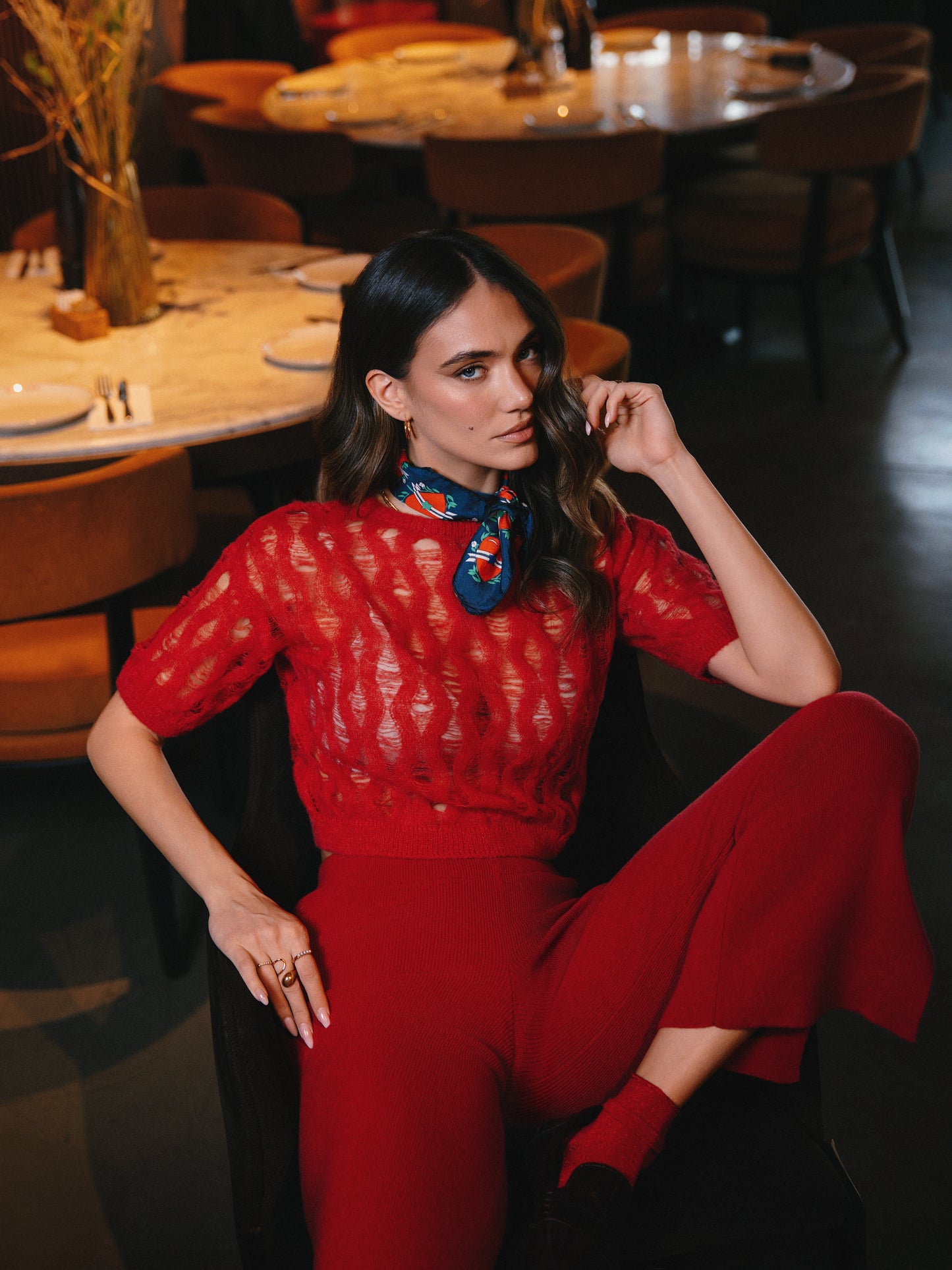 Luce Pull col rond en alpaga bébé Rouge foncé