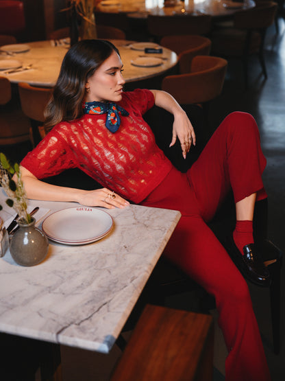 Luce Pull col rond en alpaga bébé Rouge foncé