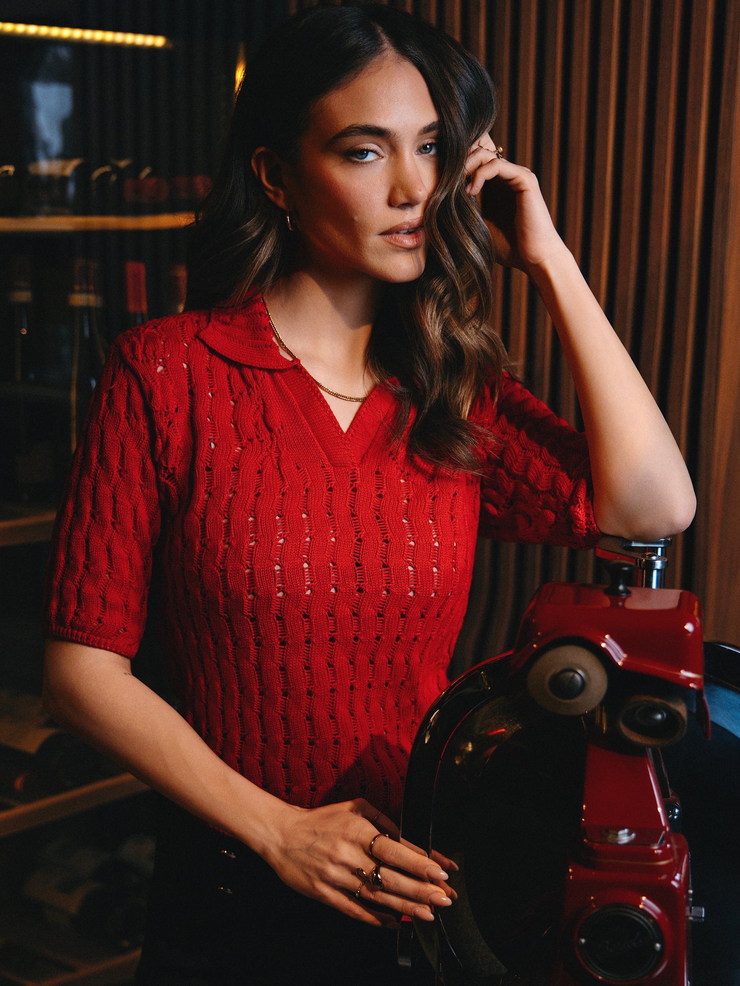 Polo en maille de coton Portofino Rouge Corail