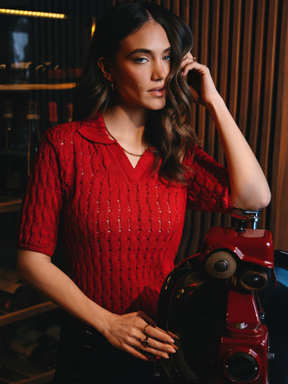 Polo en maille de coton Portofino Rouge Corail