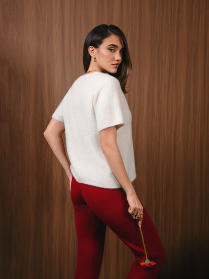 Selen Deep Red Knit Pants Standard Length