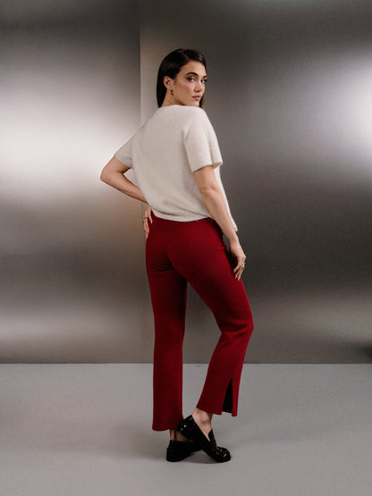 Selen Deep Red Knit Pants Standard Length