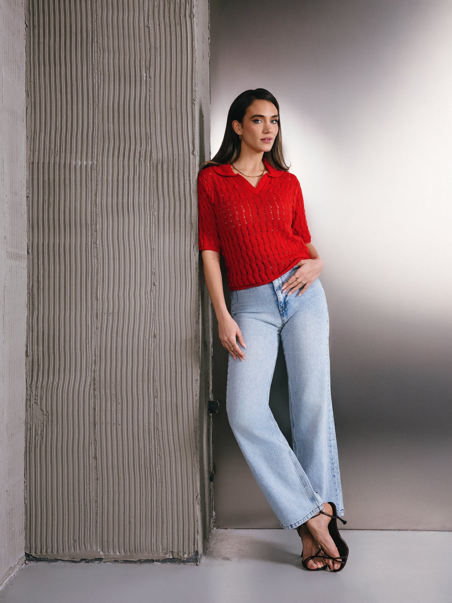 Polo en maille de coton Portofino Rouge Corail