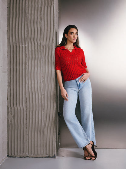 Polo en maille de coton Portofino Rouge Corail