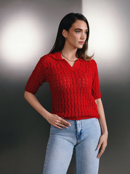 Polo en maille de coton Portofino Rouge Corail