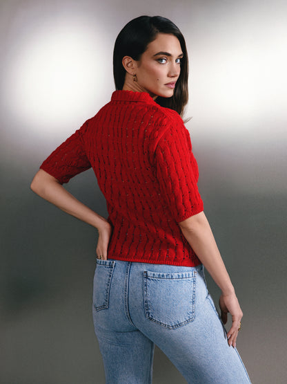 Polo en maille de coton Portofino Rouge Corail