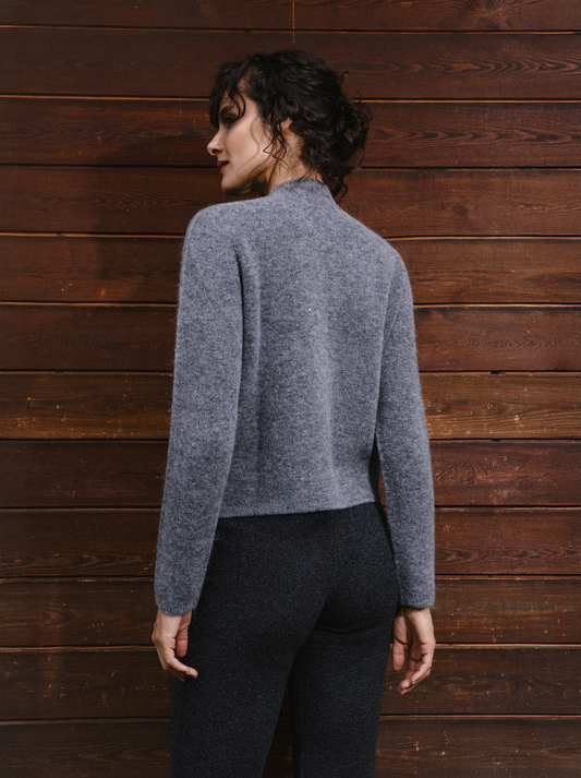 Luna Alpaca Blend Cardigan With Gold Platted Buttons Grey